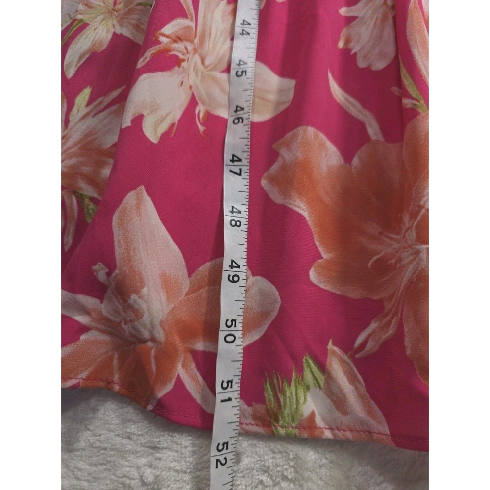 NWT BTFBM Pink Floral Smocked Maxi Dress Puff Sleeve Tiered Boho Women's L - Picture 9 of 12